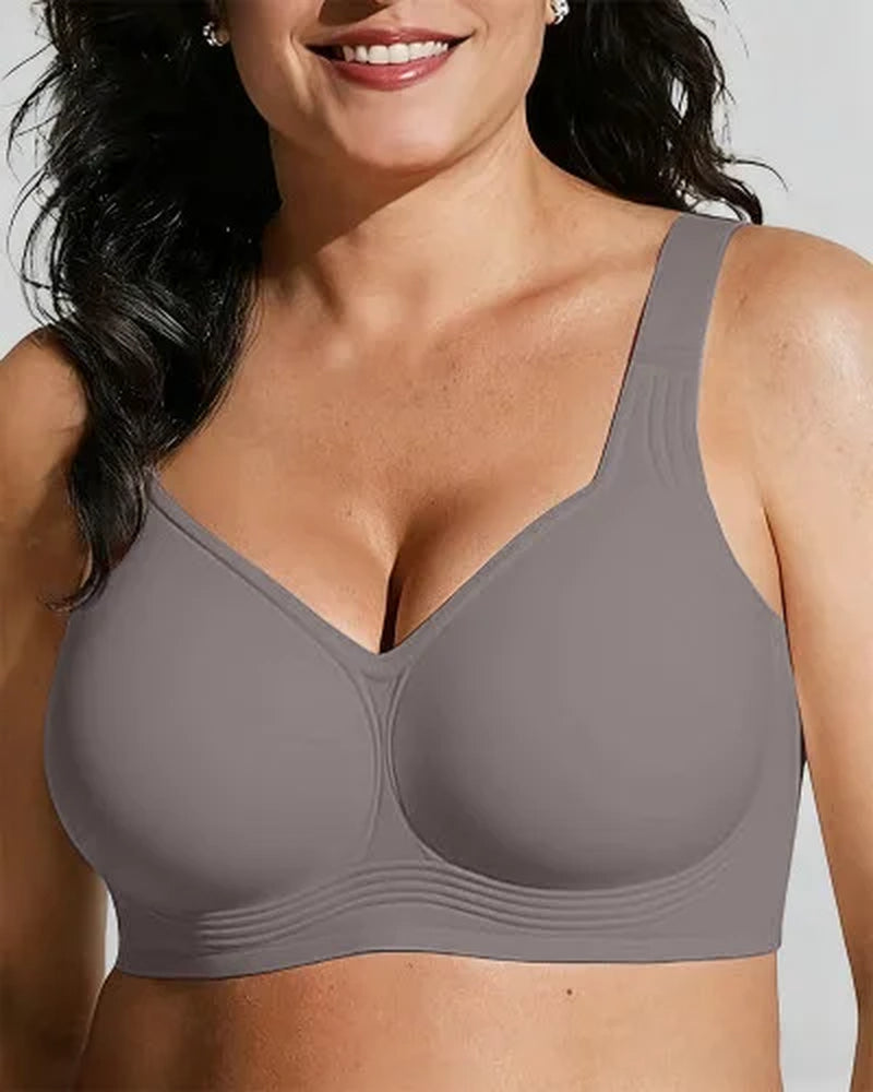 Soft Support plus Size Leopard Print Bra Women'S Seamless Thin Gathered Jelly Bra Comfortable Breathable Underwear without St...
